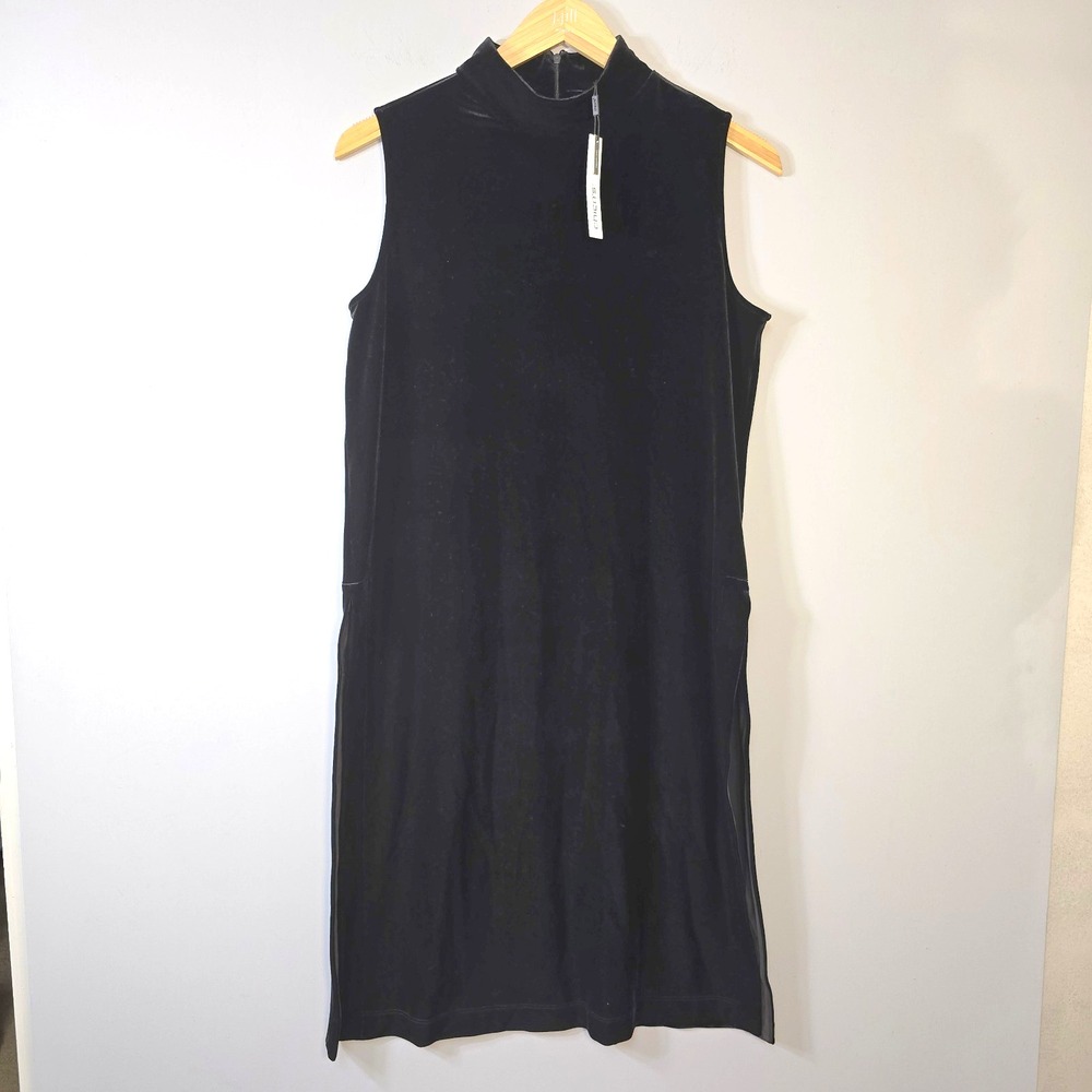 Chicos Travelers Mock Neck Tunic Side Slits Velvet Size 2 L Layering Artsy NWT